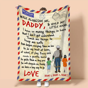 Personalized Lineman Father & Daughter, Son Blanket - Walk Alongside Me, Daddy - Stamps Postage - Blanket - GoDuckee