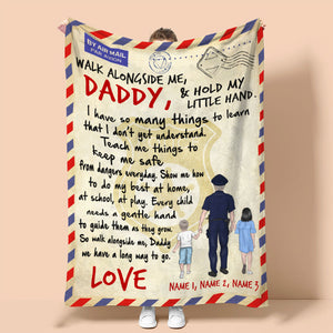 Personalized Police Father & Daughter, Son Blanket - Walk Alongside Me, Daddy - Stamps Postage - Blanket - GoDuckee