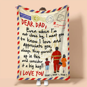 Personalized Firefighter Father & Daughter, Son Blanket - Even When I Am Not Close By - Stamps Postage - Blanket - GoDuckee