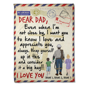 Personalized Lineman Father & Daughter, Son Blanket - Even When I Am Not Close By - Stamps Postage - Blanket - GoDuckee