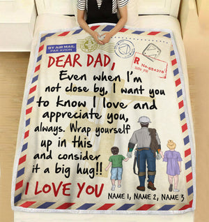 Personalized Lineman Father & Daughter, Son Blanket - Even When I Am Not Close By - Stamps Postage - Blanket - GoDuckee