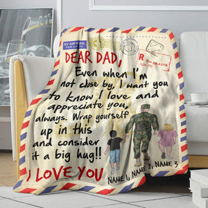 Personalized Military Father & Daughter, Son Blanket - Even When I Am Not Close By - Stamps Postage - Blanket - GoDuckee