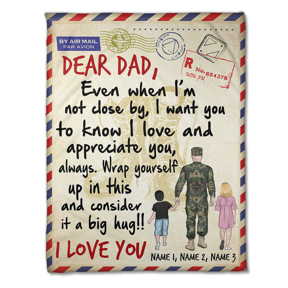 Personalized Military Father & Daughter, Son Blanket - Even When I Am Not Close By - Stamps Postage - Blanket - GoDuckee