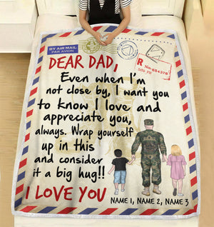 Personalized Military Father & Daughter, Son Blanket - Even When I Am Not Close By - Stamps Postage - Blanket - GoDuckee