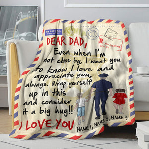 Personalized Lineman Father & Daughter, Son Blanket - Dear Dad, I love You - Stamps Postage - Blanket - GoDuckee