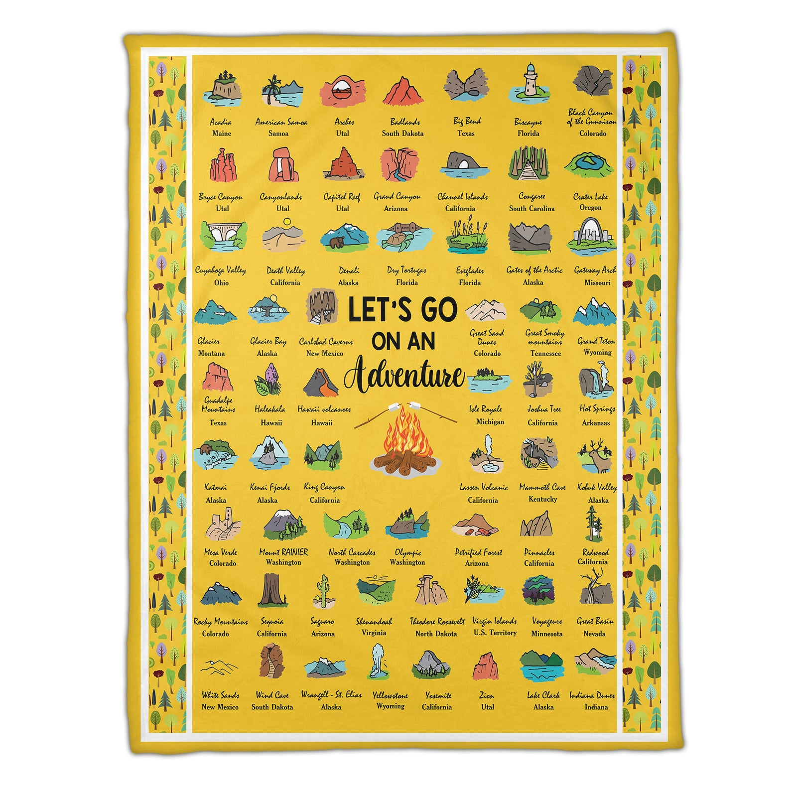 National Parks Blanket For Camping & Hiking - Let's Go On An Adventure - Blanket - GoDuckee