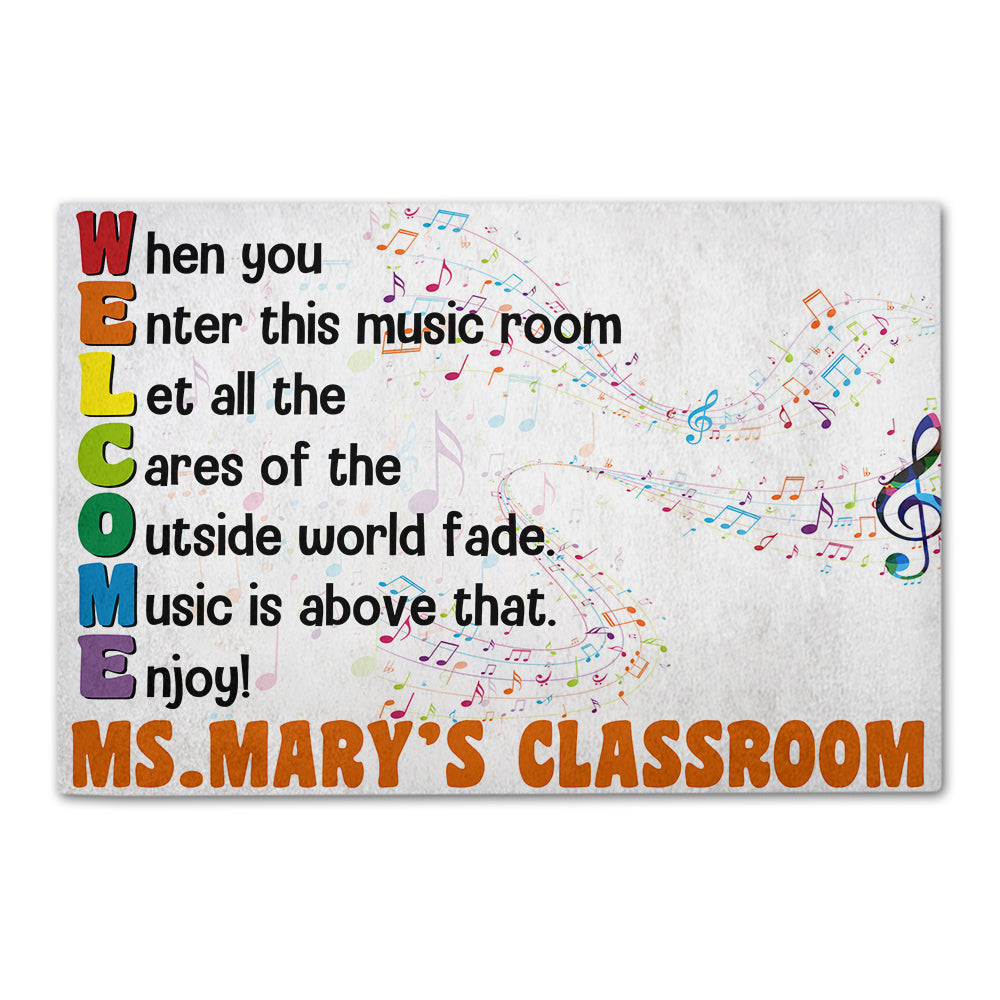 Music Classroom Welcome Mat - Custom Name - When You Enter This Music Room - Rainbow Color - Doormat - GoDuckee