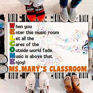 Music Classroom Welcome Mat - Custom Name - When You Enter This Music Room - Rainbow Color - Doormat - GoDuckee