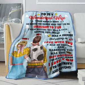 Personalized Cowboy Woody Couple Blanket - To My Wonderful Wife I Love You To Infinity and Beyond - Blanket - GoDuckee
