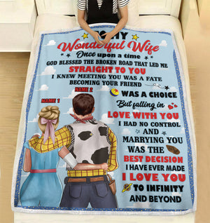 Personalized Cowboy Woody Couple Blanket - To My Wonderful Wife I Love You To Infinity and Beyond - Blanket - GoDuckee