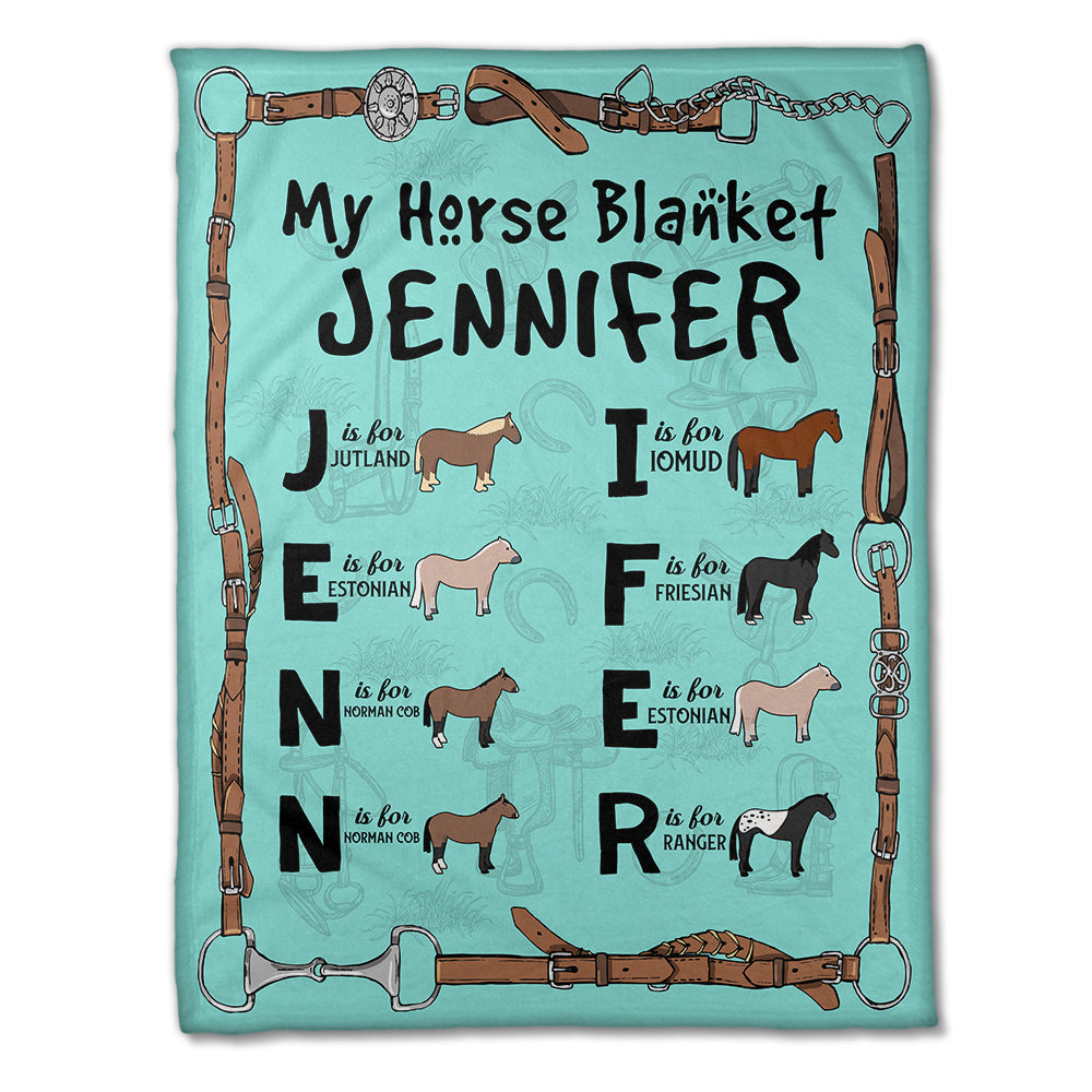 Personalized Horse Letter Alphabet Blanket - My Horse Blanket - Blanket - GoDuckee