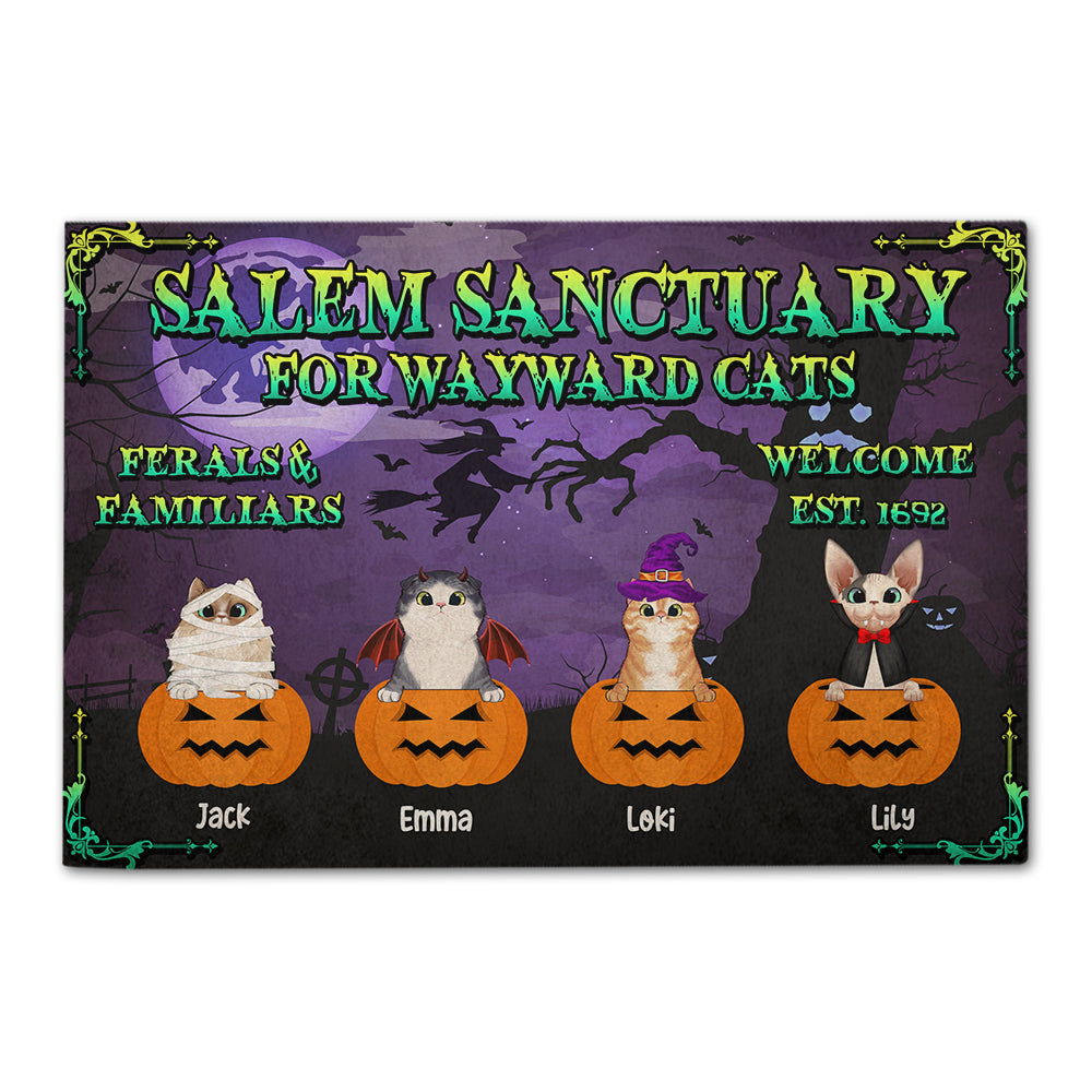 Personalized Horror Cat Breeds Doormat - Salem Sanctuary For Wayward Cats, Ferals & Familiars - Doormat - GoDuckee