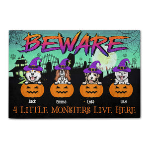 Personalized Witch Dog Breeds - Beware Doormat - Little Monsters Live Here - Doormat - GoDuckee