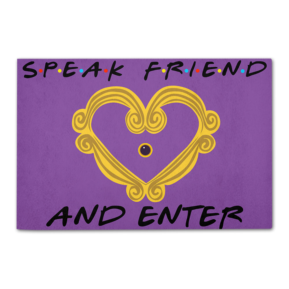 Purple Friends Welcome Mat - Speak Friend & Enter - Peephole Frame - Doormat - GoDuckee