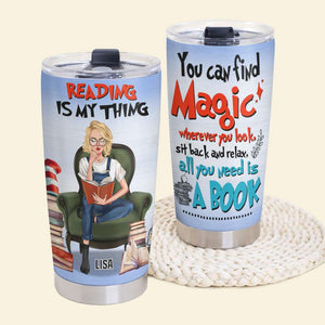 Personalized Reading Girl Tumbler Cup - Reading Is My Thing - Reading Girl - Tumbler Cup - GoDuckee