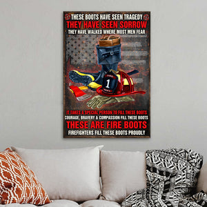 Custom Firefighter Helmet Poster - These Boots Have Seen Tragedy - Poster & Canvas - GoDuckee