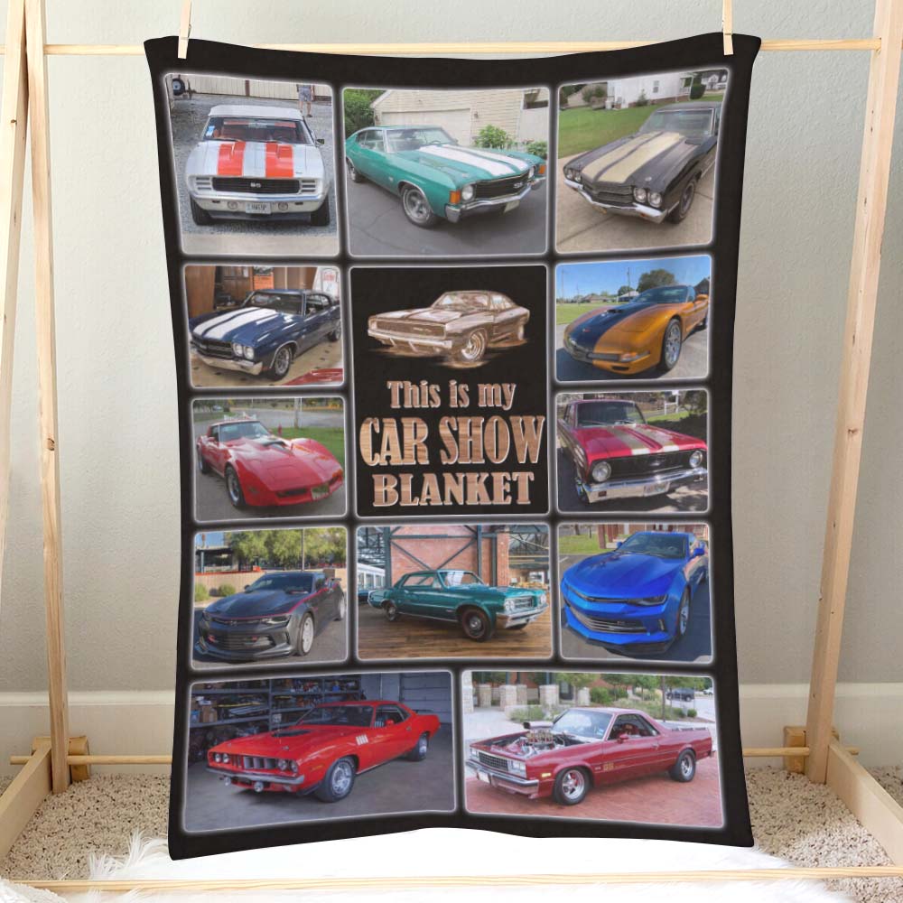 Classic Car Collection Custom Photo & Quote Saying Blanket, Gift For Dad - Blanket - GoDuckee