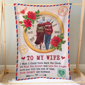 Old Couple Wish I Could Turn Back The Clock, Personalized Blanket - Blanket - GoDuckee