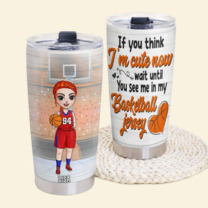 Personalized Basketball Couple Tumbler - Wait Until You See Me In Basketball Jersey - Tumbler Cup - GoDuckee