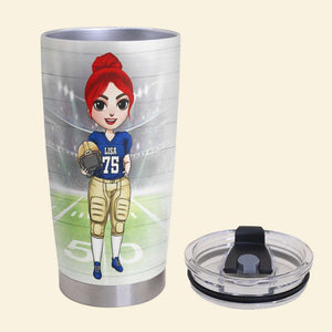 Personalized American Football Girls Tumbler - If You Think I'm Cute Now - Tumbler Cup - GoDuckee