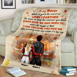 Personalized Racing Couple Blanket - To My Racer, I Had You And You Had Me - Autumn Background - Blanket - GoDuckee