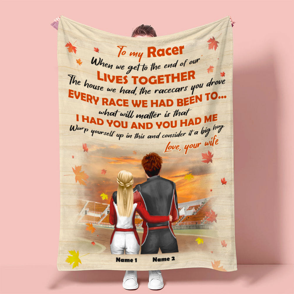 Personalized Racing Couple Blanket - To My Racer, I Had You And You Had Me - Autumn Background - Blanket - GoDuckee