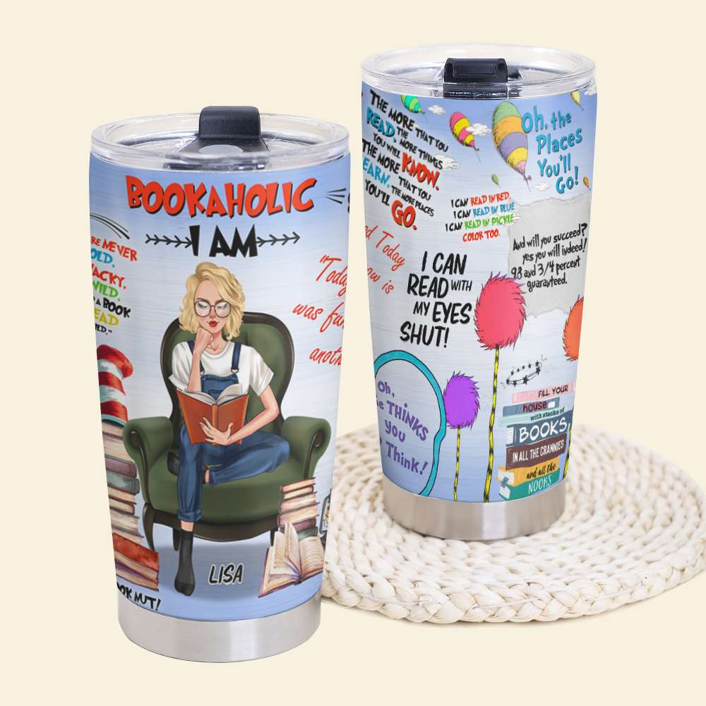 Personalized Reading Girl Tumbler Cup - I Can Read With My Eyes Shut - Tumbler Cup - GoDuckee