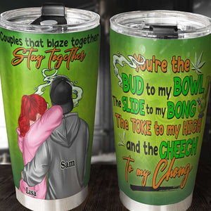 Personalized Weed Couple Tumbler - That Blaze Together Stay Together - Tumbler Cup - GoDuckee