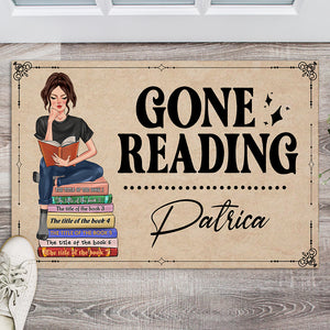 Custom Book Titles - Personalized Reading Girl Doormat - Gone Reading - Doormat - GoDuckee