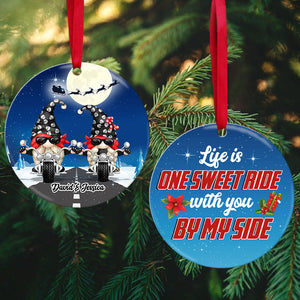 One Sweet Ride With You By My Side - Personalized Gnome Christmas Ornament - Gift for Biker Couple - Ornament - GoDuckee