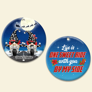 One Sweet Ride With You By My Side - Personalized Gnome Christmas Ornament - Gift for Biker Couple - Ornament - GoDuckee