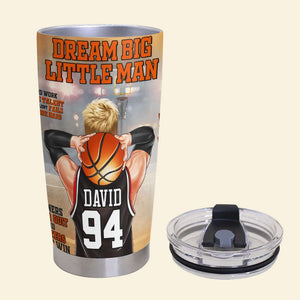 Personalized Basketball Player Tumbler - Big Dream Little Man - Tumbler Cup - GoDuckee