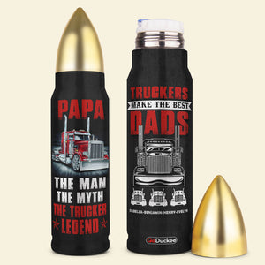 Personalized Trucker Bullet Tumbler - Papa The Man The Myth The Trucker Legend - Gifts For Dad - Water Bottles - GoDuckee