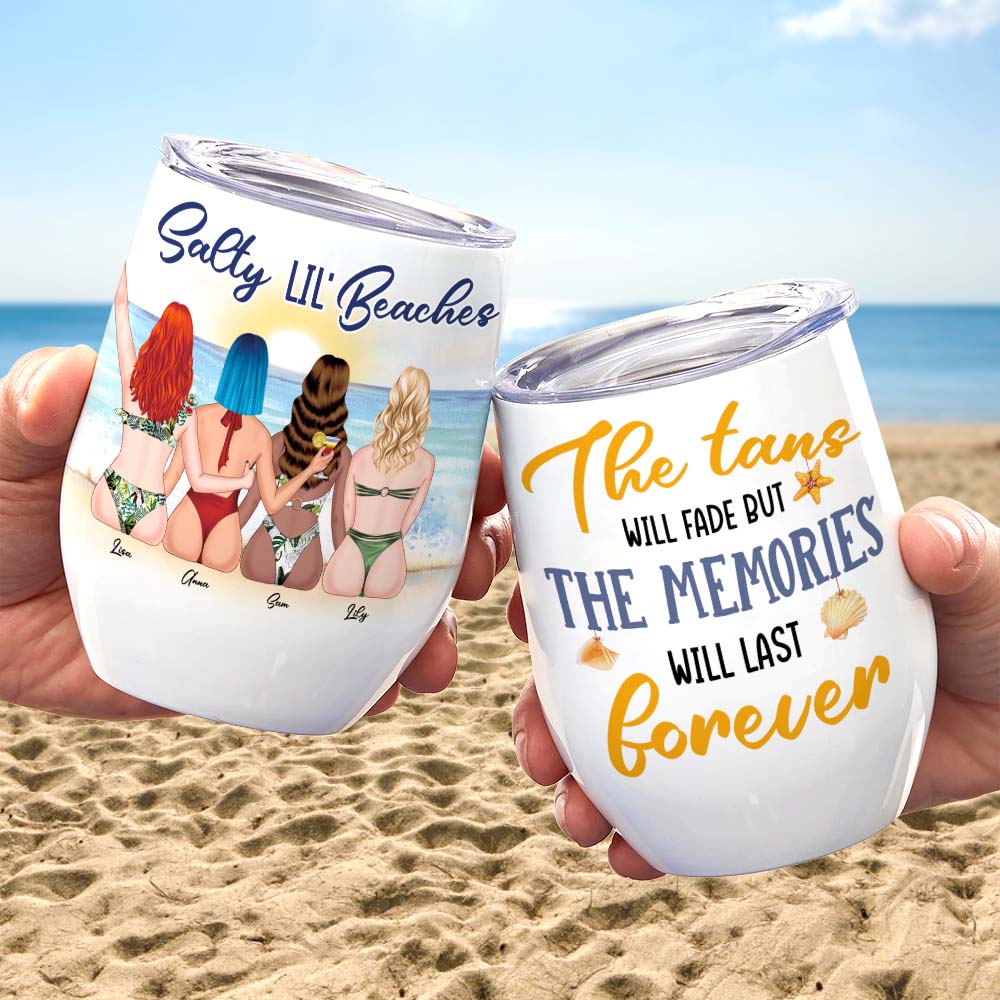 Salty Lil' Beaches, Personalized Tumbler, Gift For Bestie - Wine Tumbler - GoDuckee