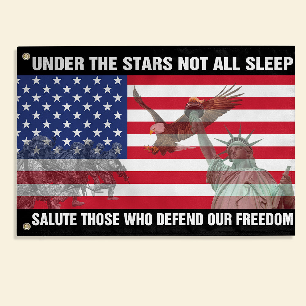 Military Under Stars Not All Sleep - House Flag - Flag - GoDuckee