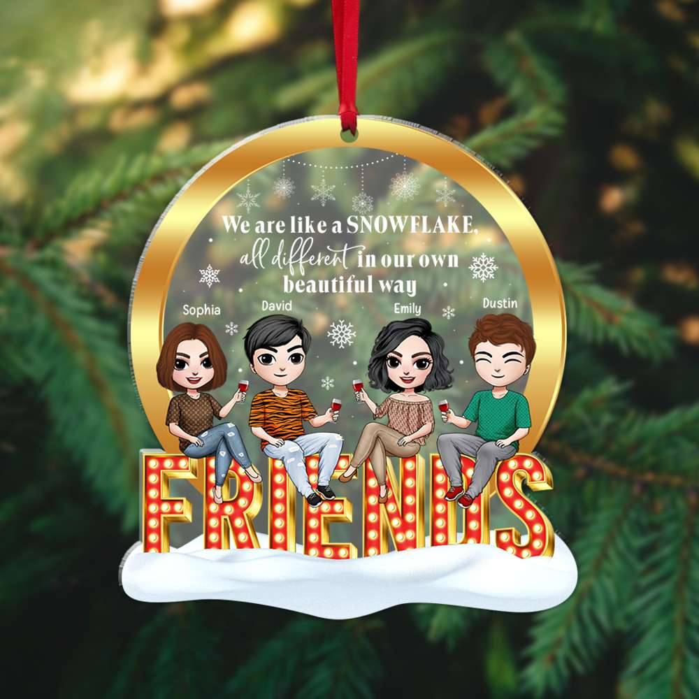 Friends Are Like A Snowflake, Personalized Acrylic Ornament - Ornament - GoDuckee