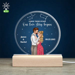 Under These Star Our Love Story Began - Personalized Couple Led Light - Gift For Couple - Led Night Light - GoDuckee