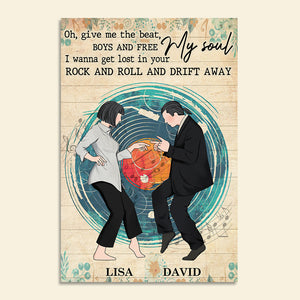 Personalized Dancing Couple Poster - Give Me The Beat - Vinyl Record Background - Poster & Canvas - GoDuckee