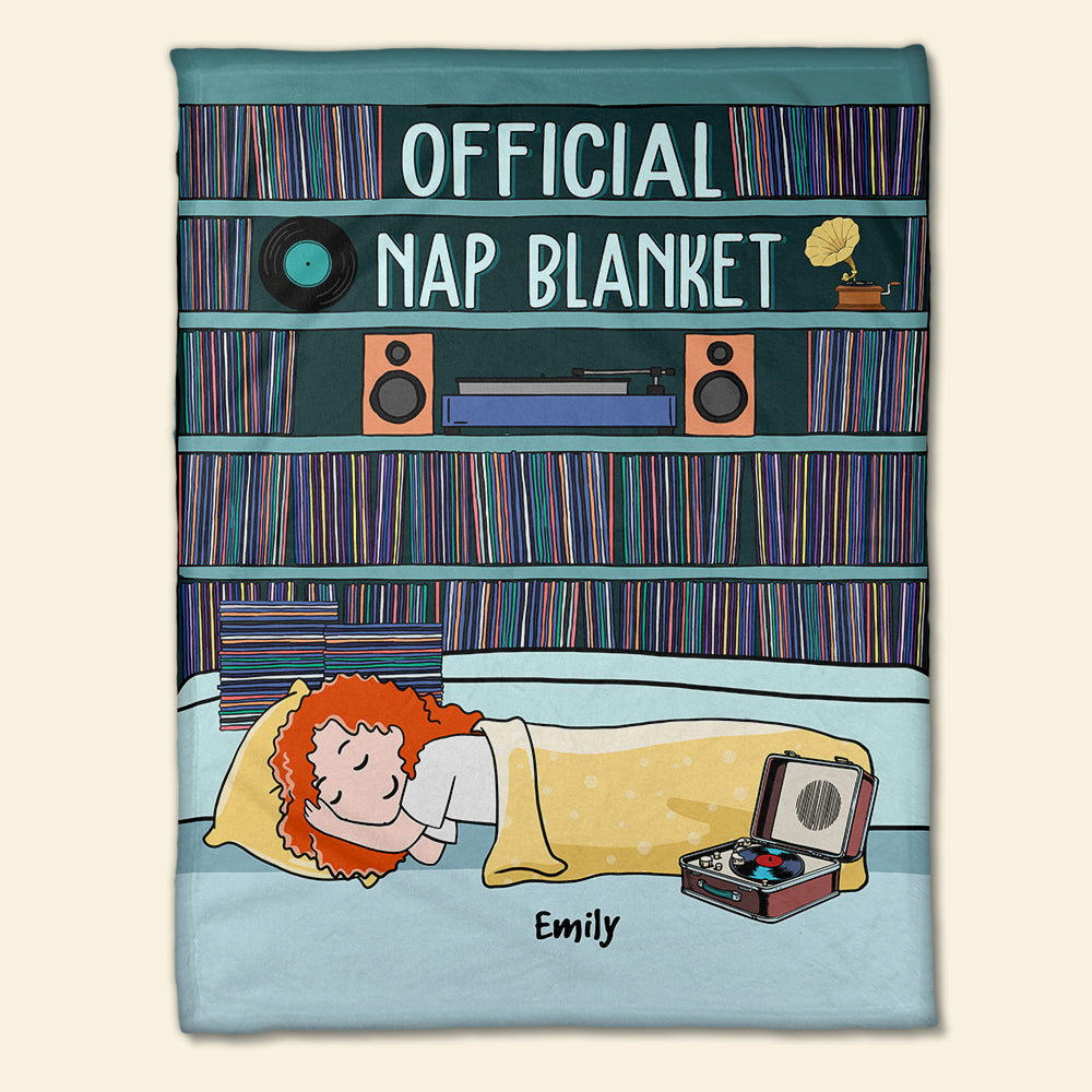 For Vinyl Girl - Personalized Cartoon Sleeping Girl - Official Nap Blanket - Blanket - GoDuckee