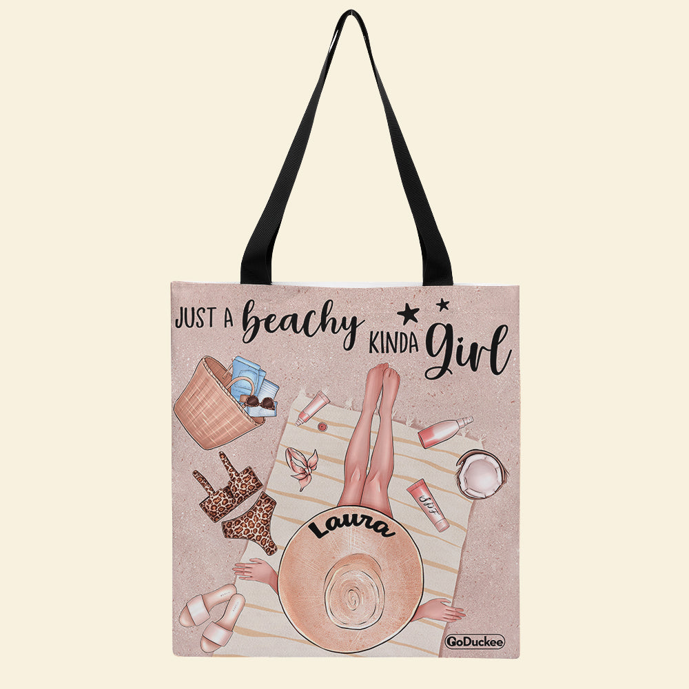 Sun Tan Just A Beachy Kinda Girl - Personalized Tote Bag - Tote Bag - GoDuckee