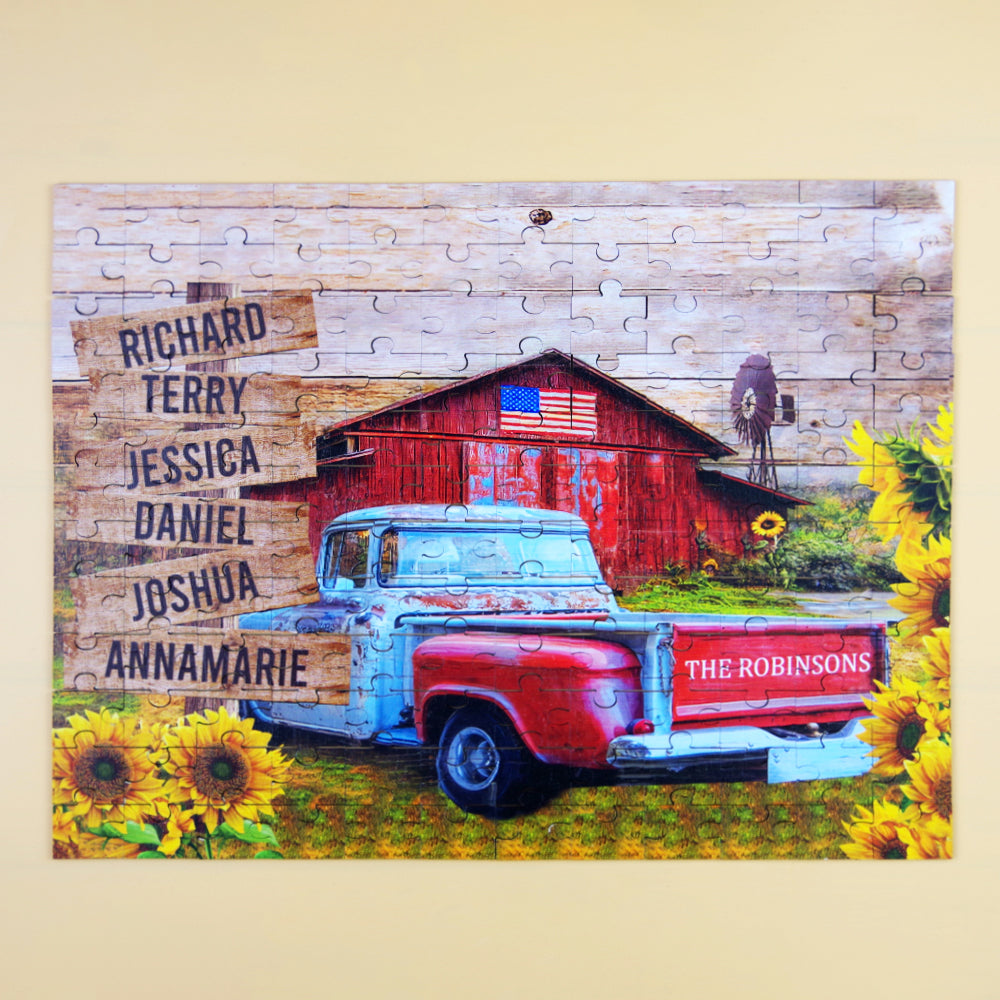 Family Farm Personalized Wood Puzzle - Wood Sign - GoDuckee