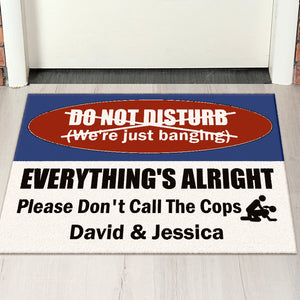 Everything's Alright Please Don't Call The Cops - Personalized Naughty Couple Door Mat - Gift For Couple - Doormat - GoDuckee