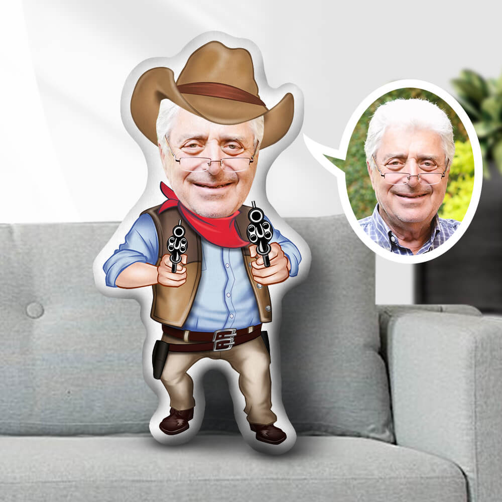 Custom Dad Face Pillow, Love My Dad, Cowboy Costume Gun 500 - Pillow - GoDuckee