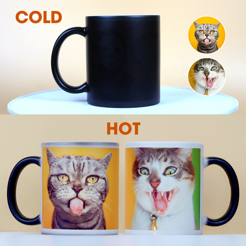 Custom Photo Magic Mug, Funny Gift For Cat Lovers, Cat Dad, Cat Mom - Magic Mug - GoDuckee