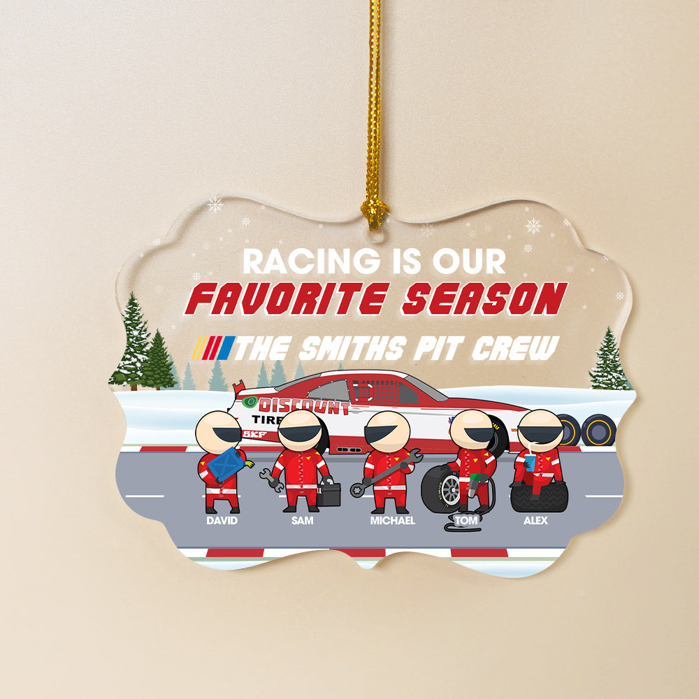 Racing Is Our Favorite Season Personalized Medallion Acrylic Ornament, Christmas Gift For Racer - Ornament - GoDuckee