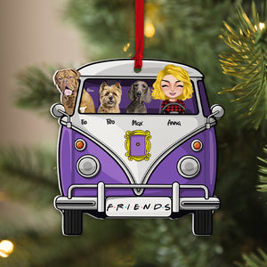 Dog Friends On Car Personalized Dogs Ornament, Christmas Tree Decor - Ornament - GoDuckee