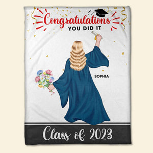 Congratulation You Did It Personalized Blanket, Graduation Gift - Blanket - GoDuckee