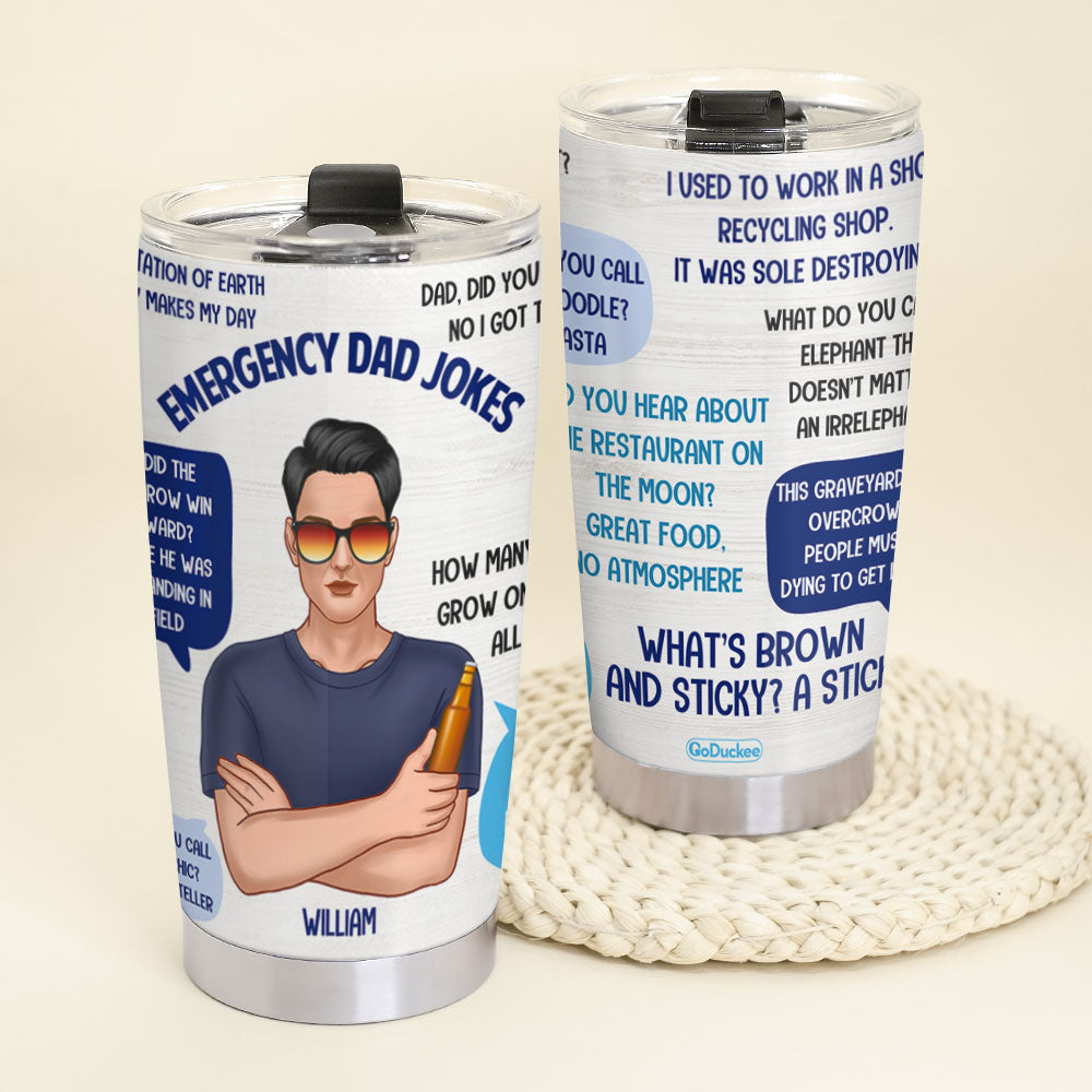 Personalized Drinking EMT Dad Tumbler - Emergency Dad Jokes - Tumbler Cup - GoDuckee