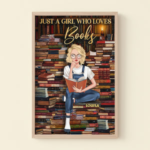 Just A Girl Who Loves Books Personalized Book Canvas Printed, Gift For Book Lovers - Poster & Canvas - GoDuckee