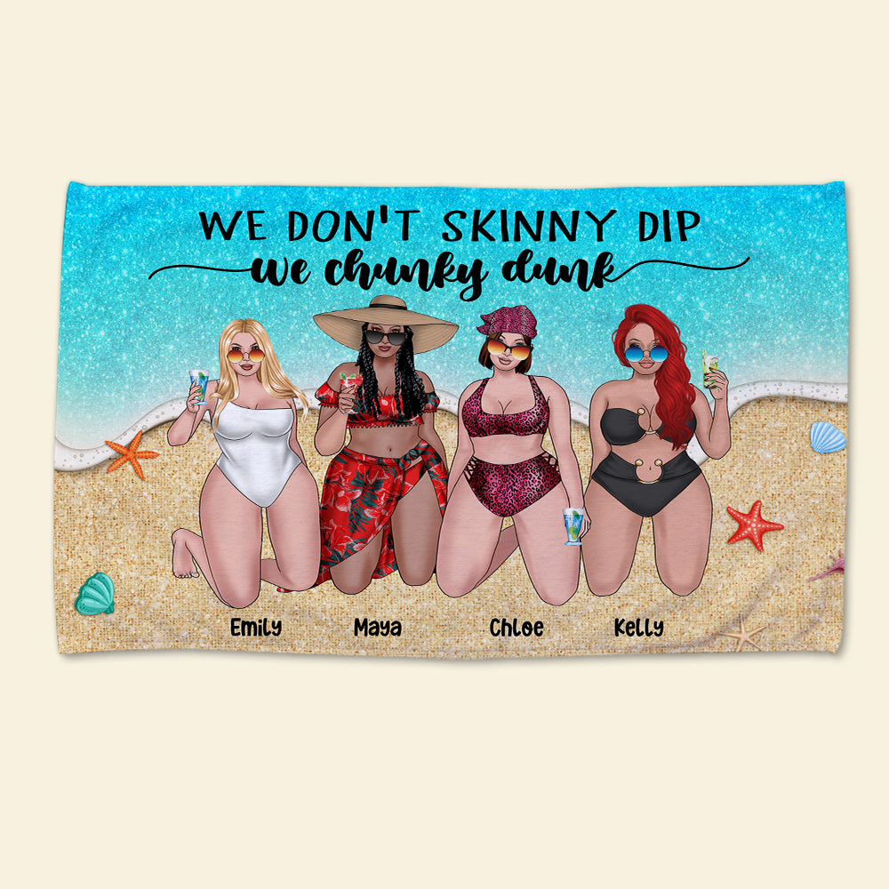 We're Chunky Drunk - Personalized Beach Towel - Gifts For Big Sister, Sistas, Girls Trip - Floral & Leopard Pattern - Beach Towel - GoDuckee